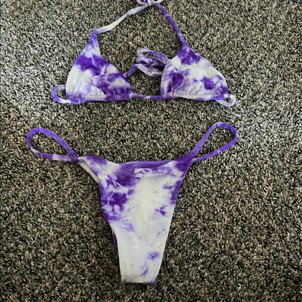 Purple Tie-Dye Bikini Set by Frankies.